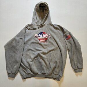 Hard Rock Hotel Las Vegas American Flag Hoodie Sweatshirt XXL Grey USA Y2K 90s U